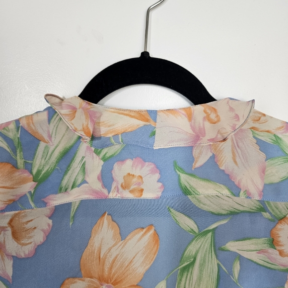 Ralph Lauren | Vintage LRLTropical Floral Silk Wrap Top Sz S - Picture 6 of 7